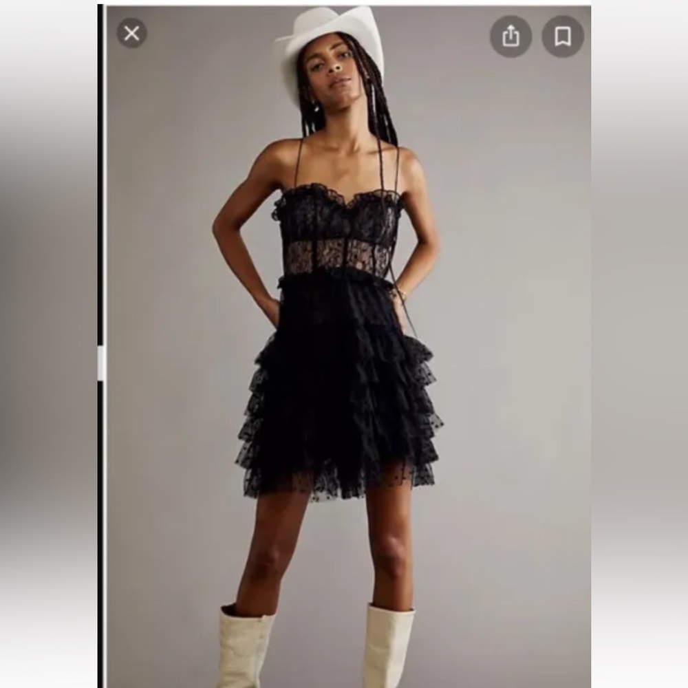 New Free People x For Love & Lemons Ruffle Bustier Dress sz Small